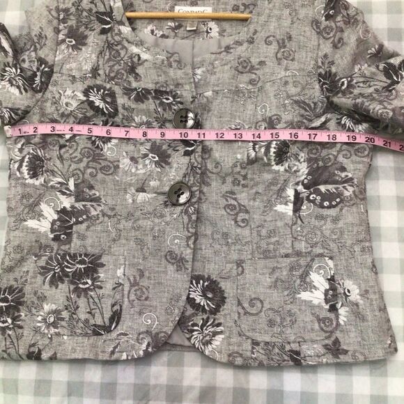 𝅺CROPPED blazer Conrad C linen jacket embroidered floral short sleeves metallic - Picture 6 of 11